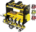 Power Tool Organizer - 6 Drill Holder Wall Mount, 3 Tier Heavy-Duty Hand Storage Rack, Utility Racks, 2 Pegboard Sides - Garage Cordless Organizer (Yellow)