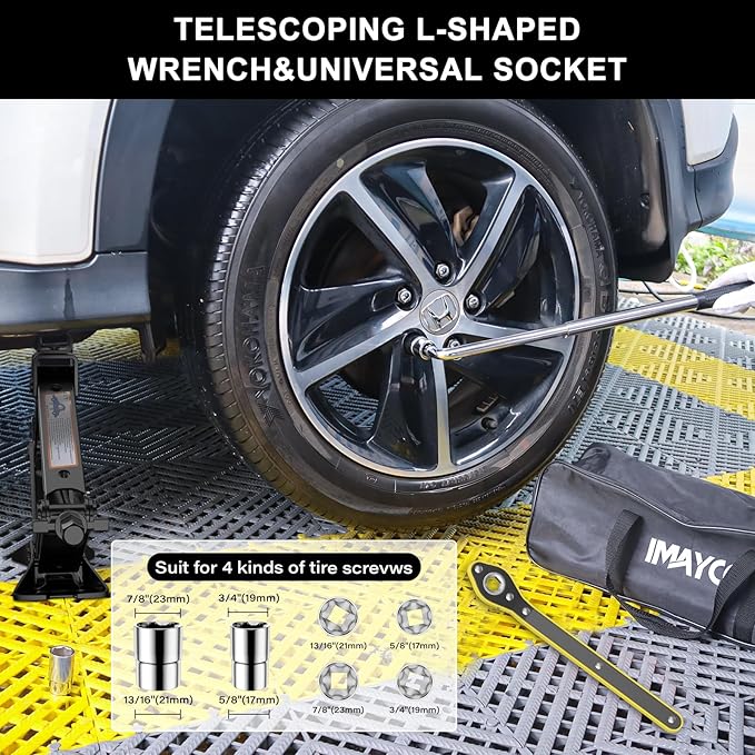 IMAYCC Car Jack Kit, Scissor Jack for Car 2 Ton (4409 lbs) Tire Jack Repair Kit,Spare Tire Changing Kit with Lug Wrench,Emergency Kit for Vehicle/Auto/SUV/MPV