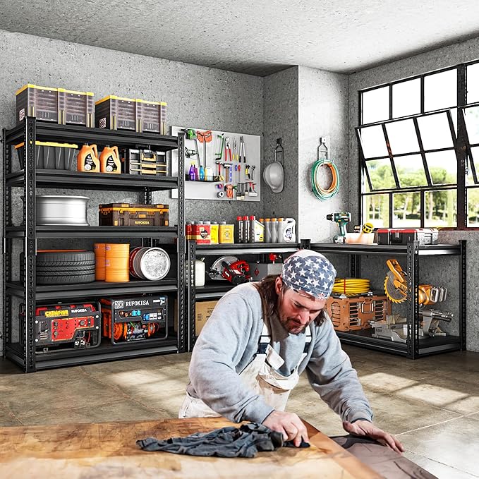 5-Tier Garage Shelving Heavy Duty, 72" Metal Shelving Unit - 2250 lbs Load Capacity, 40"W x 18"D x 72"H (Black)