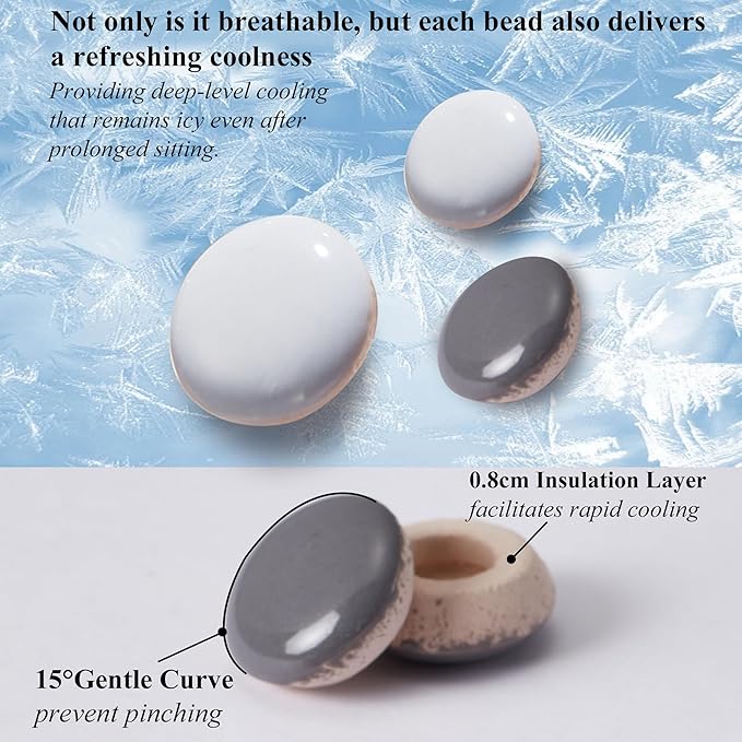HOMREST Cooling Seat Cushion for Back Pain 17x17 Ceramic Bead Massage Seat Pad for Office Chair, Car, Home Breathable Summer Chair Cushion (Grey)