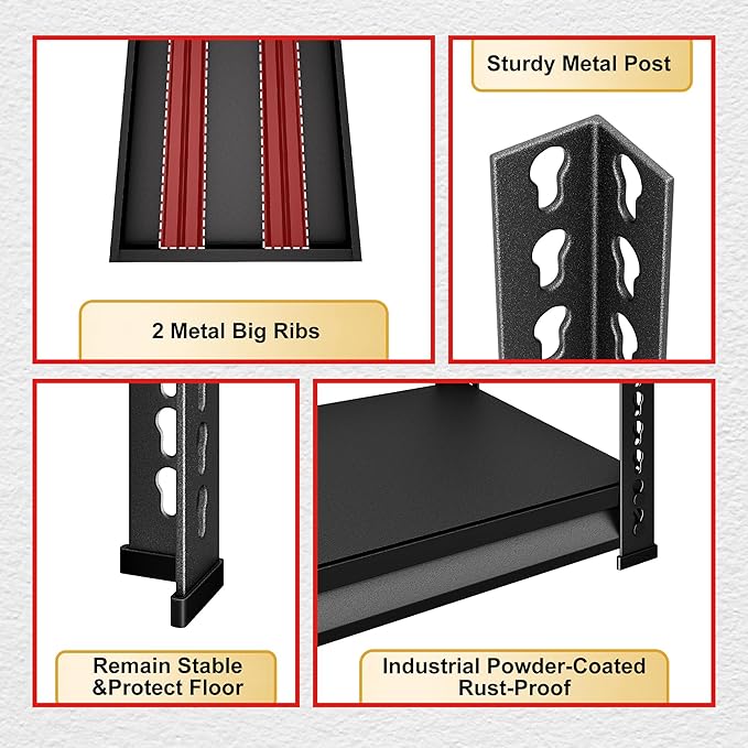 40" W Garage Shelving Heavy Duty, 2200 Lbs Loads Garage Storage Shelves Heavy Duty, 5-Tier Metal Shelving Units and Storage for Basement, Retiple Tanks,40" Wx18 Dx72 H, Black