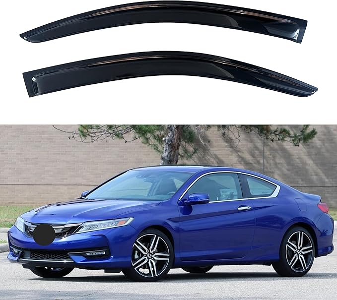 KPY Window Visor Compatible with Honda Accord Coupe 2013-2017, 2PC Rain Guard Side Window Vent Deflectors Tape-On Style, 2013 2014 2015 2016 2017