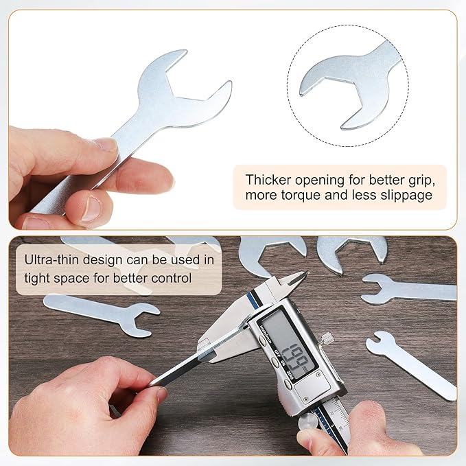 HARFINGTON 10pcs Small Wrench 24x115x2.8mm Metric U-Shaped Single Open Ended Spanner Super Thin Flat Head Galvanizing Wrench for Automotive Repair Furniture Assembly