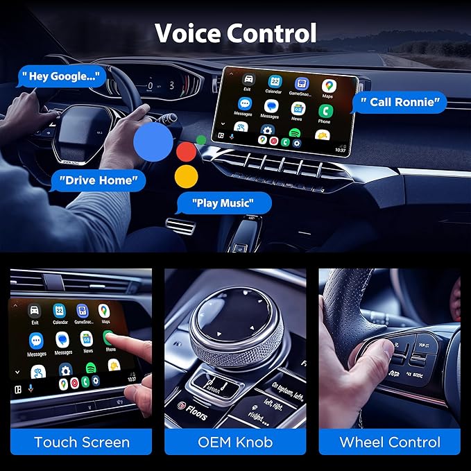 Android Auto Wireless Adapter, Convert Factory Wired to Wireless, Easy Plug and Play Setup, Zero Delay, Supports Voice Assistant, Compatible with Android 11+