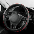 PIC AUTO Steering Wheel Cover, Red Piping Leather, Sports Carbon Fiber and Super Breathable Leather, Universal 14.5-15.5 Inch Anti-Slip Steering Wheels Accessories for Men & Women