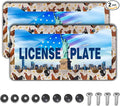 License Plate Covers for Women Multicolor License Plate Frames for Men Chicken Flower Aluminum Metal Car Accessory 2 Pack with Screw Covers Set