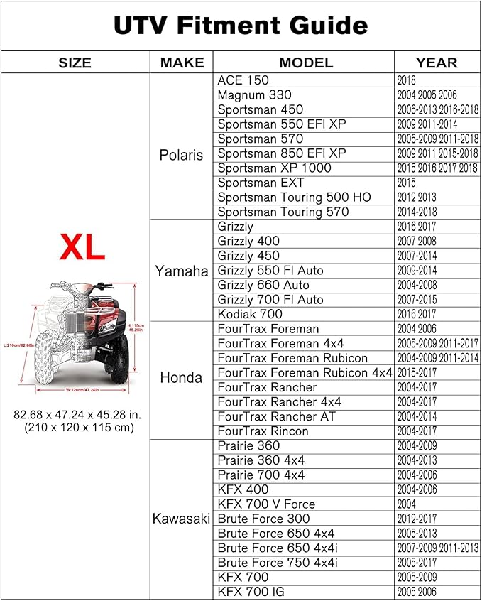 NEVERLAND ATV Cover 210D Oxford Cloth, Waterproof Outdoor Heavy Duty 4 Wheeler Cover Quad Cover, Compatible with Polaris Sportsman Yamaha Honda Kawasaki Suzuki (83" L x 47" W x 46" H)