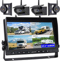 10.1" 4-Magnetic Wireless RV Backup Camera, HD1080P DVR Monitor, IP69 Waterproof & IR Night Vision 4x9600mAh Rechargeable Cameras, 2 Side Camera & 2 Rear Camera for Trailer Truck Camper-WS4