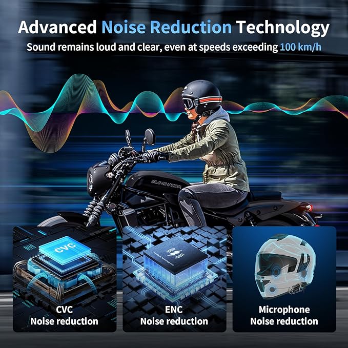 Fodsports M1-S Air Motorcycle Helmet Bluetooth, 4 Riders Motorbike Intercom Headset with Music Sharing, 1000 m Helmet Communication Systems, Quick Pairing/FM Radio/Handsfree/Stereo Music(2 Pack)