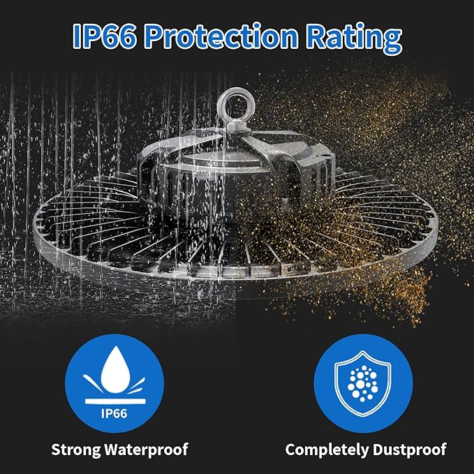 2 Pack UFO LED High Bay Light 250W, 35000 LM, 5000K with 5ft Power Cord, US Plug, Bright LED Shop Light for Basement Commercial Factory Garage Lighting, IP66 Waterproof, AC110-277V, ETL Listded
