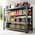 48''W Garage Shelving Heavy Duty, Metal Garage Shelves, 7000LBS Storage Shelves 4 Tier Adjustable Steel Shelving Units, Wide Industrial Shelving Storage Rack for Warehouse, Basement,Black