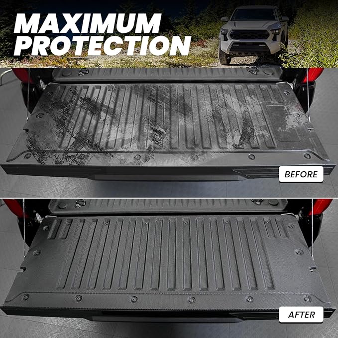 LASFIT Tailgate Mat for Toyota Tacoma 2024 2025(Not Fit Drop-in Liners), All Weather Truck Tailgate Liner for Tacoma TPE Tailgate Protector Liner Tacoma Accessories, Black