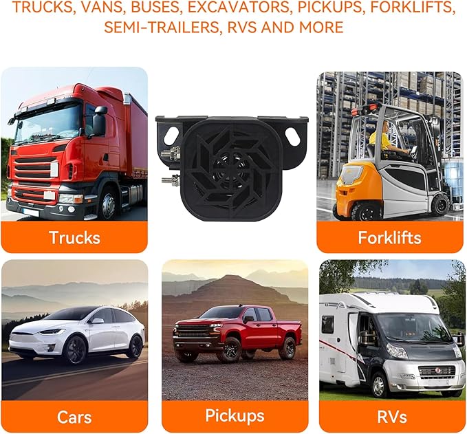 760 Back-up Alarm 12V-48V 110dB IP67 Waterproof Dust-Proof Reversing Warning Alarm with Super Loud Beeper Tone for Truck Van Forklift Car Lorry Agricultural Vehicles