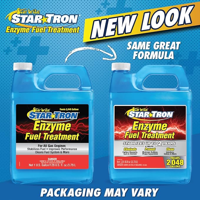 STAR BRITE Star Tron Enzyme Fuel Treatment Concentrate, 128 Fl. Oz. – Treats up to 2,048 Gallons – Rejuvenate & Stabilize Old Gasoline, Cure Ethanol Problems, Improve MPG, Reduce Emissions, 1 gallon, Blue