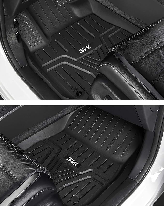 3W Floor Mats & Cargo Liner Fit for Honda CR-V 2023 2024 2025 2026 (Include Hybrid), All Weather TPE Custom Fit Honda CRV Floor Liner 1st, 2nd Row and Trunk (Upper Positon) Full Set Car Mats Black