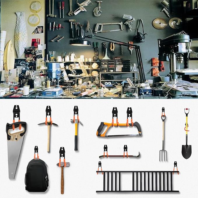 24 Pack Garage Hooks Steel Heavy Duty Garage Storage Hooks Utility Steel Wall Mount Garage Hanger&Organizer for Bikes,Garden Tools, Ladders, Bulk Items，Ropes and More Equipment