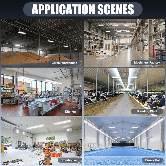 LED Linear Shop Lights 150W, 22500LM Led High Bay Lights 5000K Daylight 120-277V, 4-Pack Led Garage Light for Shop Workshop Store Commercial Supermarket Warehouse Basement Exhibition Room ETL