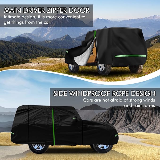 for 1987-2006 Jeep Wrangler 2 Doors 420D Cover Outdoor Waterproof UV Protection, for JK, JL, CJ, YJ, TJ, Full SUV Car Cover with Cotton Layer, 2 Zipper Door, Reflective Strip, Storage Bag