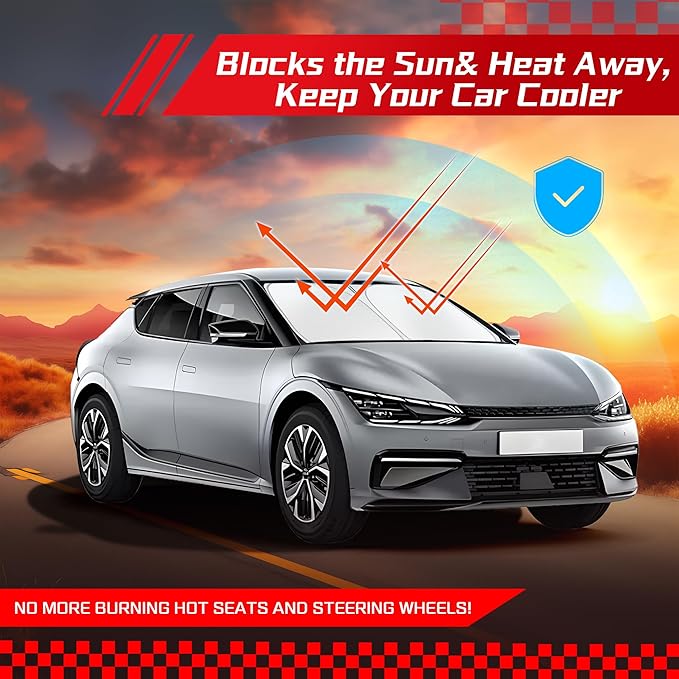 ARISMOTOR Windshield Sun Shade for Kia EV6 2022-2025 2026, Custom Fit Foldable Front Window Sunshade Sun Visor Protector, Block UV Rays Keep Your Car Cooler