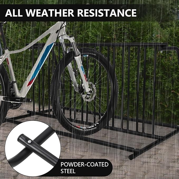 Commercial Bike Rack Garage Floor, Grid Bike Rack in Ground, 10-Bike Capacity Dual Sided Bicycle Storage Stand Floor Parking Stand for Garages, Stores, Schools & Universities Power Coated Steel