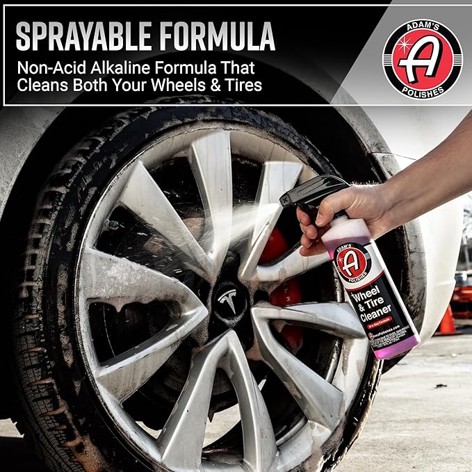 Adam's Wheel & Tire Cleaner (16oz, 2-Pack) - Professional All in One Tire & Wheel Cleaner Car Wash Well Cleaning Spray for Car Detailing, Safe On Most Rim Finishes