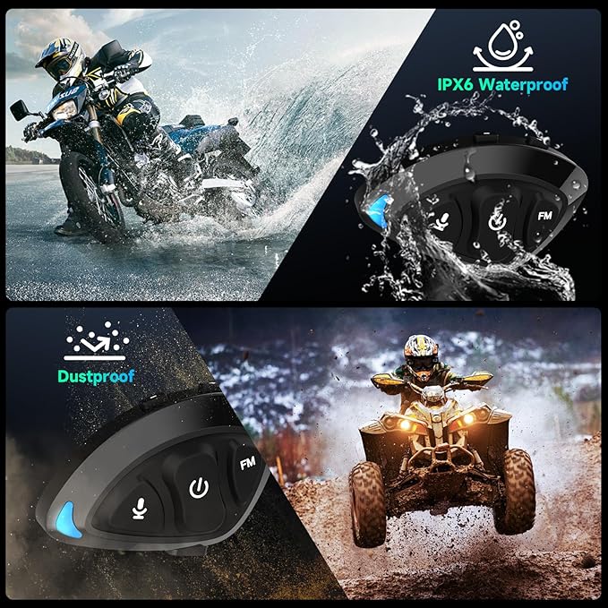 Moman Motorcycle Helmet Headset, RS-S Motorbike Helmet Speaker and Mic with HiFi Stereo/FM Radio/AI Voice/Hands-Free Call/IPX6 Waterproof/Noise Cancellation Earphone Headphone for Single Person Use