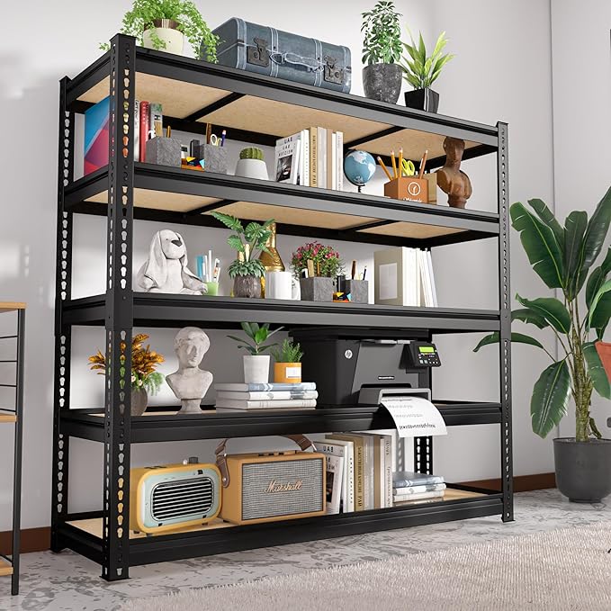 MUPATER 47.83" W x 23.82" D x 72.05" H Metal Storage Shelf, 5 Tier Adjustable Garage Shelving Unit, Standing Utility Rack for Warehouse Kitchen