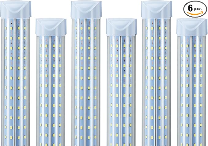 T8 LED Shop Lights 4FT Garage Light, 6 Pack 60W 9600LM 6000K Daylight Work Lights Ceiling LED, Linkable, Plug & Play, Energy-Saving for Warehouse Basement Room(V8)