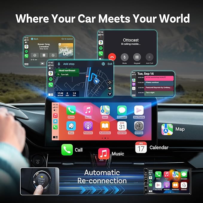 OTTOCAST Wireless Carplay Adapter 2025 for Apple iPhone, Convert Wired to Wireless Car Play for Older Cars Mini USB Design Plug & Play, Multi-User Seamless Connection for iOS 10+/ Android Auto (Green)