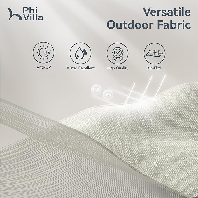 PHI VILLA 15ft Large Patio Umbrellas with Base Included, Outdoor Double-Sided Rectangle Market Umbrella with Stand, Outside Umbrellas for Poolside Lawn Backyard, Ivory