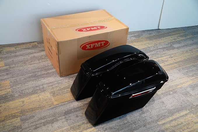 XFMT Motorcycle Hard Saddlebags Vivid Black Saddle Bags Trunk W/Latches For Harley Touring Road King Street Glide Road Glide Electra Glide Ultra Classic 2014-2024