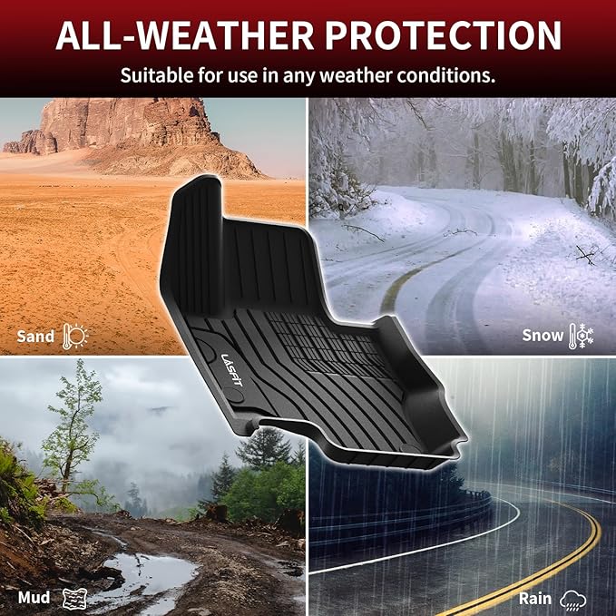 LASFIT Floor Mats for Mercedes Benz GLE SUV 2020-2026 350/450 / 450e / 580/53 AMG / 63 AMG S (Not Fit for Coupe), All Weather TPE Floor Liners Custom Fit GLE Car Mats, 1st & 2nd Row Set, Black