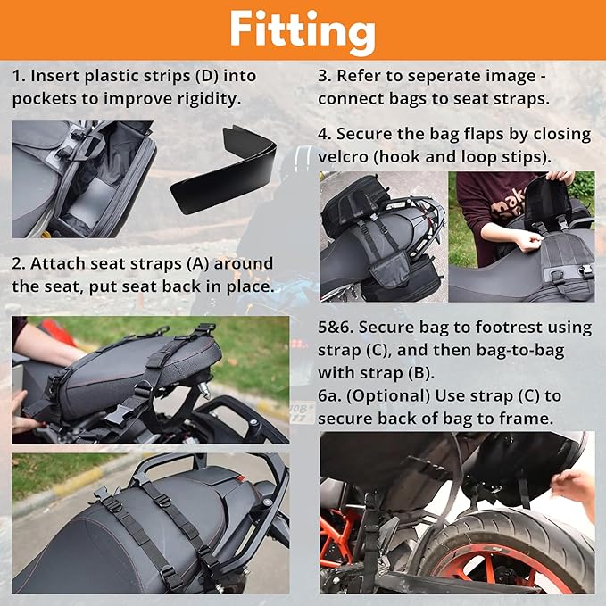 Motorcycle Saddlebags, 36L-58L Expandable Capacity, Motorcycle Panniers Universal, Waterproof, Detachable, Collapsible for Sport Dirt Bike Side Bags and Luggage