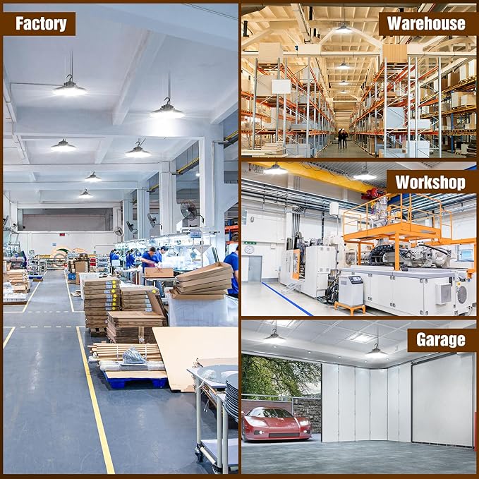 3 Pack 480V LED High Bay Light UL DLC Listed UFO Light 300W 240W 200W Adjustable, Dimmable High Bay LED Shop Lights 5000K Daylight, IP65 Commercial Bay Lighting for Warehouse Factory