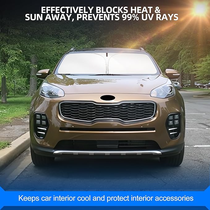 Windshield Sun Shade for Kia Sportage 2018-2022 Foldable Sunshade Custom Fit Front Window Car Interior Accessories Protector Blocks UV Rays