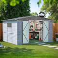 MyVoice 8x8 FT Wooden Outdoor Storage Shed with 4 Vents & 2 Adjustable Windows, DIY Cedar Tool Shed Kit, Garden Bike Firewood Storage, Waterproof Backyard Outdoor Shed for Patio, Lawn, Yard & Garage