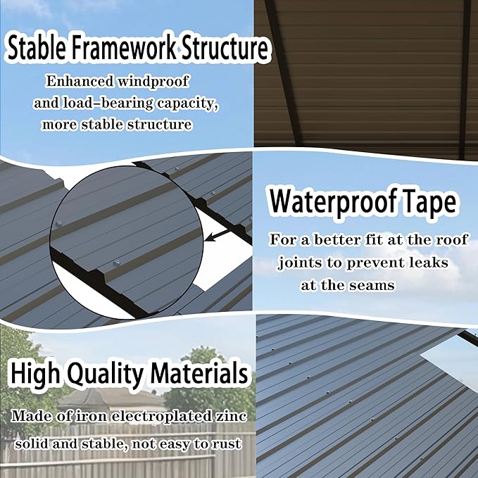 Heavy Duty Metal Carport 10x20 ft Galvanized Steel Carport Shelter for 2 Car - Extra Large Canopy for Dual Vehicle, RV & Boat Storage All Weather Protection Garage Party Tent (10 x 20 FT)