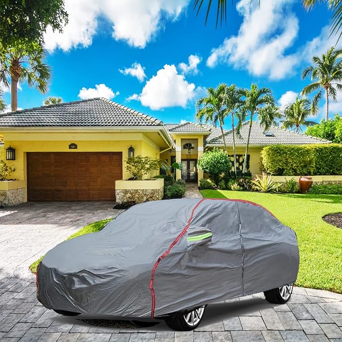 Waterproof Zipper Doors Car Cover for Pickup, Chevrolet Silverado 1500 2500 3500/ Ford F-150 F-250/ Ram 1500 2500 3500, for Indoor Outdoor Sunscreen UV Prevention Snowproof Wind, 230"-260",C9