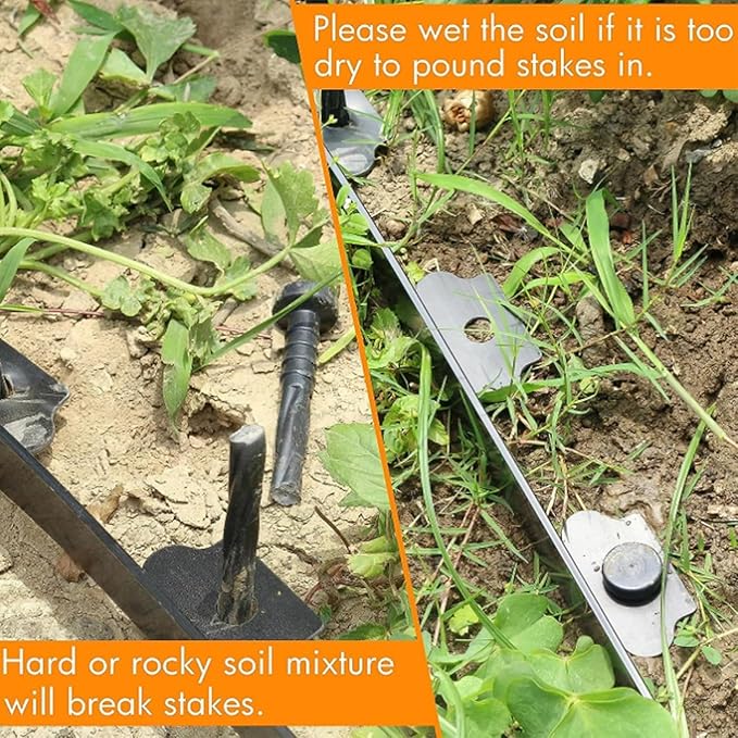 Landscape Edging Stakes, 70 Pcs 8" Plastic Garden Spikes, Spiral Nylon Anchoring Spikes for Paver Edging, Weed Barriers, Artificial Turf, Tent, Grass Pathway and More, Black
