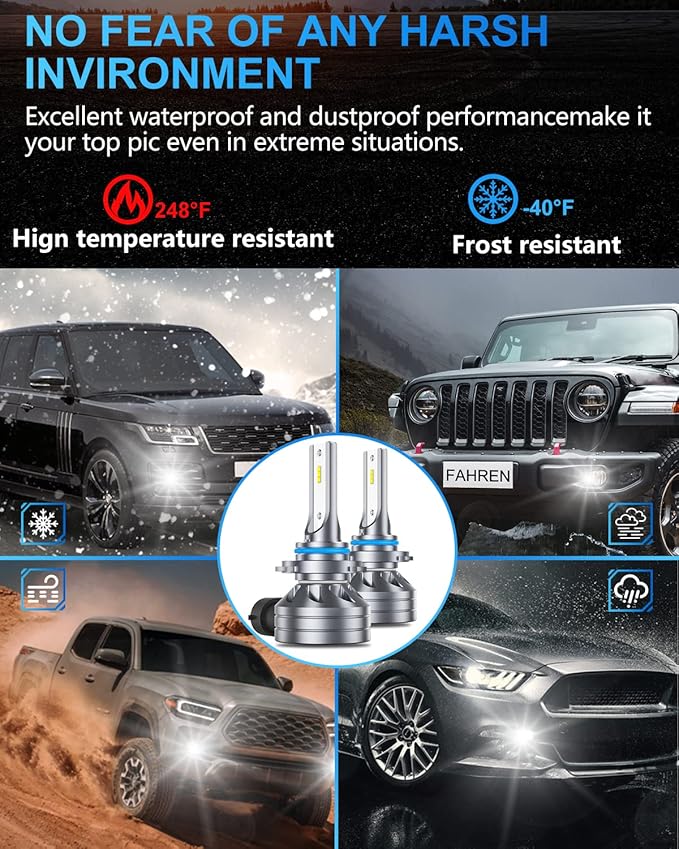 H11/H8/H16 LED Driving Fog Light Bulbs, 12000LM 400% Brighter Fanless, 6500K Cool White Driving Fog Lights, Play and Plug, Halogen Replacement Bulbs for Cars, Trucks, SUVs (Pack of 2)
