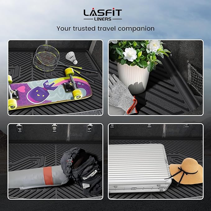 LASFIT Trunk Mat for Lincoln Corsair 2025 2024 2023 2022 2021 2020, All Weather TPE Cargo Mats Custom Fit Cargo Liner Front & Rear Trunk Liner, Black, Easy to Clean