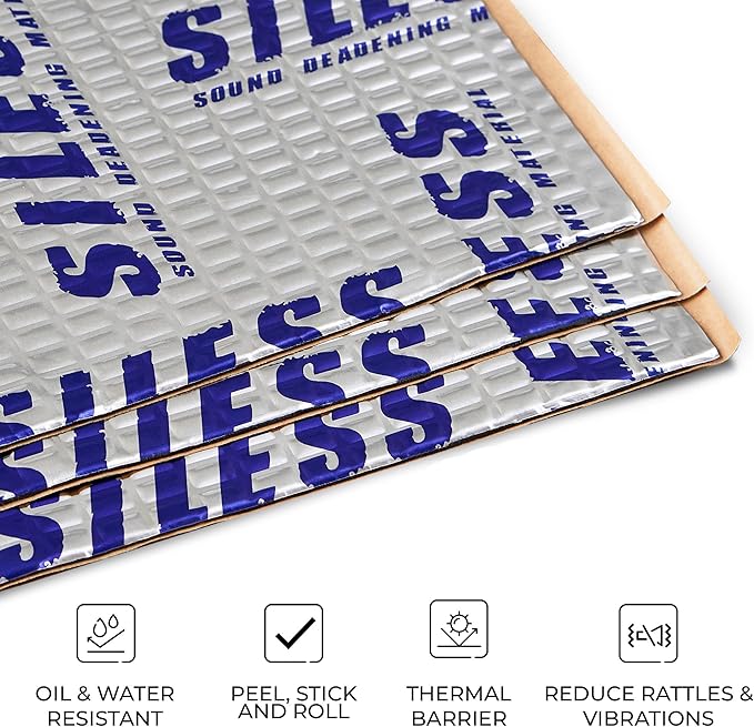 Siless 50 mil (1.3mm) 52 sqft Car Sound Deadening mat - Butyl Automotive Sound Deadener - Noise Insulation and Vibration Dampening Material ( 52 sqft)