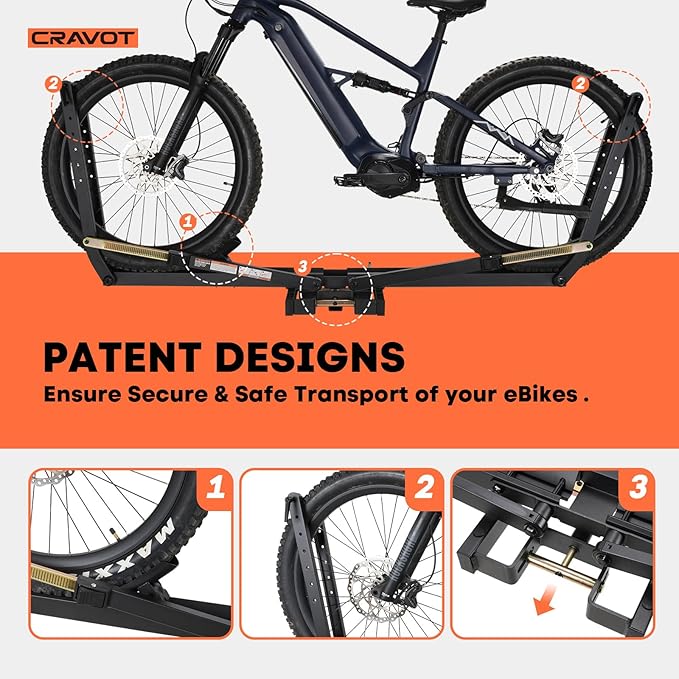 MagRack X1 Hitch 1 Ebike Rack, 100 lbs Capacity Electric Bike Carrier with 2 Arms, Foldable Bike Racks for Tow Hitch Up to 3.5-in Fat Tire 2" Receiver w/Lock