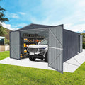 KUIKUI Metal Garage Shed Without Floor, 10x20FT Heavy Duty Outdoor Shed and Storage with 2 Doors and 4 Vents, Car Sheds Outdoor Garage