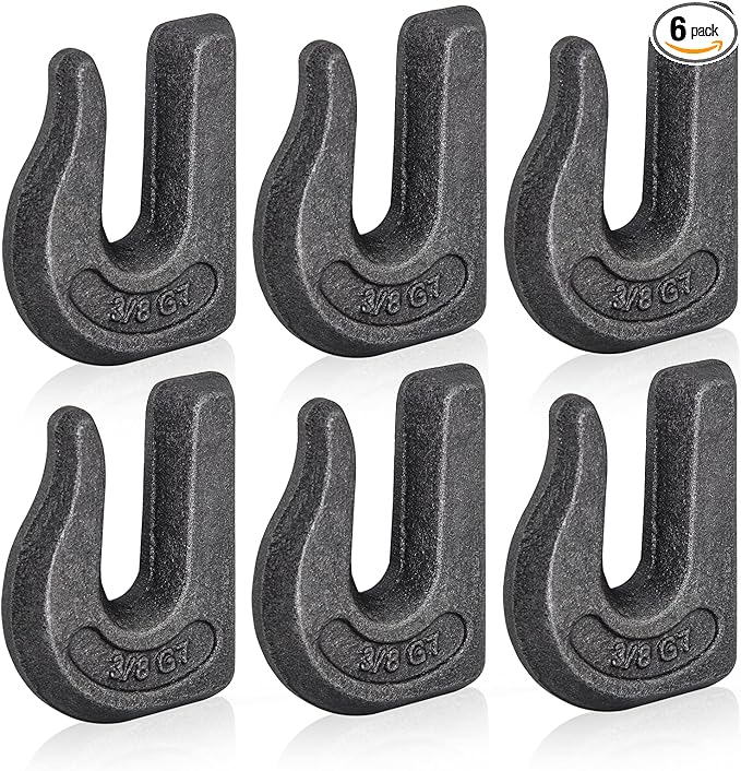 Weld-on Grab Chain Hook 3/8-in Heavy Duty Tow Hook G70 Forged Steel Tractor Hook Weldable for Car, Truck,SUV, RV,UTV,Tractors (6Pcs)