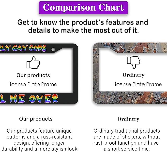 License Plate Frames Black and White Automotive Exterior Accessories Only Gay Cops Pull Me Over Universal Aluminum Car Accessory 2 Pack with Screw Covers Set