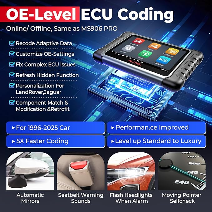 Autel MaxiPRO MP808S Scanner, 2025 2-Year Update MP808S Up of MaxiSys MS906BT MaxiCOM MK900BT MK900 MX900 MP808BT, ECU Coding as MS906 PRO/MAX MP900BT, 3k+ Active Tests, 30+ Resets, FCA SGW, OS 11