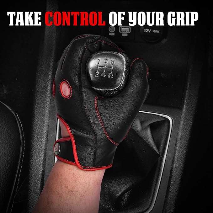 J.A.G. Motorcycle Gloves - Premium Leather Perforated Motorcycle Gloves for Men with Knuckle Protection | Touchscreen Motorbike Riding Gloves