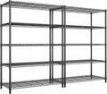 5 Tier Storage Shelves 71"H Wire Shelving Adjustable Metal Shelving,1000LBS Pantry Shelves Sturdy Steel Wire Shelf for Kitchen School Pantry Garage Warehouse ,71"H X35.5"W X13.8"D, Black,2P