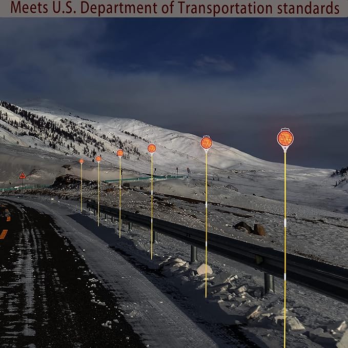 Reflectors for Driveway Entrance Orange Reflective Driveway Markers Snow Plow Markers Plow Markers 51 Inch Yellow Fiberglass Pole Double Sided Reflector for Driveway (8-Pack)